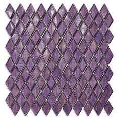 purple glass mosaic tile with diamond design on the bottom, and an angled pattern in the middle