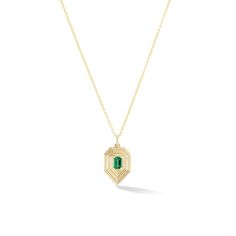 Edgy and fun in a beautiful geometric teardrop shape featuring a solitaire emerald-cut gemstone. This necklace layers well and comes on an 18-20" chain. Customized in your birthstone. 14K Emerald-cut natural birthstone 18-20" Chain Pendant is 14mm wide x 26mm long including bail **Available in Diamond upon request. Please inquire for pricing. We use natural gemstones making each piece unique. The color and characteristics of each stone may vary slightly from image and piece to piece. Please allo Necklace Layers, Baguette Necklace, Jewellery Design Sketches, Emerald Pendant, Teardrop Necklace, Yellow Gold Chain, Fine Jewelry Designers, June Birth Stone, Chain Pendant