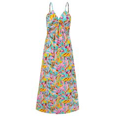 Be the flower of the party with our Cynthia Floral V-Neck Boho Maxi Dress! This beautiful dress features a flirty v-neck and a flowy boho style, perfect for a fun and carefree look. Stand out in this dress, make a statement, and have a good time! Size Guide: Model is 5’8” tall, and has a 33.5” bust, 26.6” waist, & 35.7” hips. She is wearing a S / US 4 / AU 8. This dress is true to size. Material: Self & Lining 100% Polyester. Feature: V-neckline. Sleeveless. Adjustable straps. Floral Boho print. Casual Multicolor Print V-neck Dress, Multicolor Print V-neck Summer Dress, Colorful Floral Print V-neck Dress, Multicolor Flowy V-neck Maxi Dress, Flowy V-neck Beach Dress With Tropical Print, Tropical V-neck Beach Dress For Spring, Colorful V-neck Vacation Dress, Flowy Tropical V-neck Dress, Flowy Floral Print V-neck Dress For Party