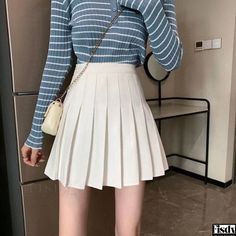 Fisdy - Elegant White Midi Skirt Pleated White Skirt, Casual Business Attire, Business Attire Dress, Above The Knee Skirt, Short Pleated Skirt, Skirt Korean, Womens Pleated Skirt, Pleated Skirt Short, White Pleated Skirt