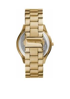 Boasting a gold-tone stainless steel case and bracelet, this watch is ideal for daily wear. A champagne sun-ray dial completes the iconic look, making this piece a must-have for your collection. | Michael Kors Women's Gold Tone Stainless Steel Slim Runway Watch Michael Kors Runway, Casual Watches, Color Dorado, Women's Watch, Stainless Steel Band, Metal Bracelets, Stainless Steel Watch, Watch Collection, Michael Kors Watch