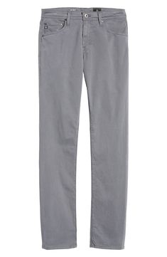 A neutral, versatile hue gives you a fresh alternative to your everyday denim in five-pocket pants cut slim from soft, stretchy Italian cotton-blend twill. 34" inseam; 14" leg opening; 10" front rise Zip fly with button closure Five-pocket style 97% cotton, 3% elastane Machine wash, tumble dry Imported Men's Clothing Modern Straight Fit Cotton Bottoms, Fitted Straight Leg Bottoms For Casual Gatherings, Classic Straight Leg Bottoms For Casual Gatherings, Straight Leg Bottoms With Five Pockets For Casual Gatherings, Classic Mid-rise Chinos With Five Pockets, Modern Relaxed Fit Straight Leg Chinos, Slim Fit Cotton Pants With Five Pockets, Classic Straight Hem Bottoms For Casual Gatherings, Mid-rise Cotton Bottoms For Casual Gatherings