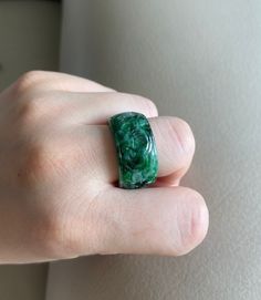 🌈 Jadeite Jade Ring, Size US 10, Light Green 🌷 Untreated Natural Jadeite Jade/ Grade A Jade 🌷 Certified : YES 🌷 Jade from Myanmar/ Burma 🌷 Sizing Ring : US 10 🌷 Inner diameter : ~19.9mm 🌷 Width : ~13.1mm 🌷 Color : Light Green 🌷 Free standard shipping from Hong Kong with tracking included 🌷 Take approximately 7-21 days to arrive worldwide Green Natural Stones Ring, Green Rings With Natural Stones, Round Natural Emerald Gemstones, Carved Jade Ring Jewelry, Jade Jewelry With Natural Stones, Jade Ring With Natural Stones, Green Jade Wedding Rings, Green Rings With Natural Stones In Fine Jewelry, Round Green Gemstones For Wedding