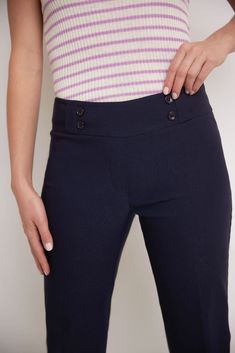 Do you sometimes wish you could enjoy the summers in a casual look, but think it may not be dressy enough for the office? These dressy straight leg capris are made just for you. They are roomy and comfortable enough to feel the soft breezes, and elegant enough to pair up with all your formal tops. Their chic details such as the pressed leg and nautical-inspired buttons add flair to your outfits, making them a summer must-have. Contoured waistband and back darts for perfect fit Tonal buttons at t Bolero Dress, Bolero Cardigan, Formal Tops, Classic Pants, Loungewear Shorts, Business Dresses, Casual Look, Black Charcoal, Short Tops