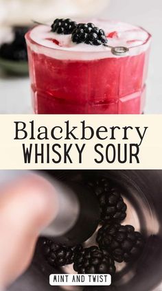 black berry whisky sour recipe with text overlay