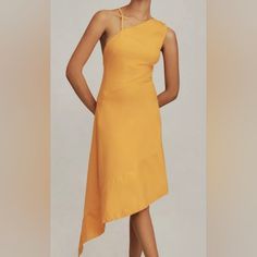 Size 16 In Orange Linen, Viscose, Elastane 45" Long But This Is An Estimate As This Is Assymetrical 21" P2p Side Zipper New With Tags Asymmetrical Midi Dress, St Lucia, Anthropologie Dresses, Color Orange, Side Zipper, Open Back, Size 16, Anthropologie, Midi Dress