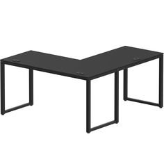 a black rectangular table with metal legs on an isolated white background for use as a desk