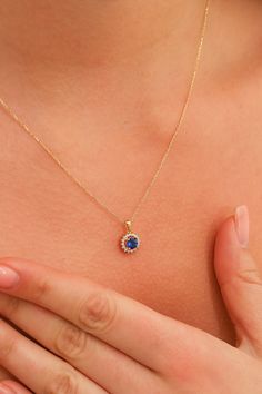 14K Gold Sapphire Necklace, Handmade Sapphire Pendant, 14K Solid Gold Engagement Necklace, Dainty initial Oval Sapphire Pendant, Summer Jewelry, 14K Gold Chain Necklace, Birthday Gift, Christmas Gift, Solid Gold Necklace, Valentine's Day Gift "Material: SOLİD GOLD (No Gold Filled Or No Gold Plated)" "KARAT: 14K (585) "Pendant Length: 11,9 MM "Pendant Width: 8,0 MM "Available Gold Color: (Yellow Gold, White Gold, Rose Gold) "The certificate will be sent with the product. "SAPPHIRE This is a vibrant navy blue colored lab sapphiresimulator, a very elegant and wearable necklace with excellent clarity and sparkle. The natural navy blue with the top color are mostly from the Colombian Muzo mine, with a huge price tag. But you can get the same look much cheaper with our lab stone. "Sapphire Neckl Single Gem Necklace, Gold Necklace Blue Stone, Real Gold Necklace For Women, Dainty Sapphire Necklace, Blue Gold Necklace, Blue Sapphire Necklace Gold, 14k Gold Sapphire Jewelry With Halo Setting, Sapphire Jewelry Stamped 14k For Gift, Elegant Yellow Gold Birthstone Necklace Stamped 14k