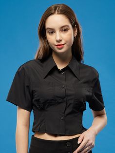 Editor's NotesKOLEAT's trendy yet versatile cropped shirt. Good to be worn in the summer season as layered or alone.- Button closure- Cropped length- Pocket on the chest- Slim silhouette- Versatile and trendy itemMeasurements(in.)One size- Total length: 16.92 in.- Shoulder: 16.14 in.- Chest: 16.73 in.- Hem: 7.48 in.Model infoWoman - Height: 5'74Composition & Care- 100% Nylon- Please check the care labelDesigner- by KOLEAT Solid Cropped Shirt For Spring, Solid Color Cropped Shirt For Spring, Spring Cropped Shirt, Cropped Shirt For Spring, Cotton Cropped Shirt With Collar For Summer, Cropped Cotton Shirt With Collar For Summer, Chic Cropped Shirt With Buttons For Summer, Chic Summer Cropped Shirt With Buttons, Trendy Collared Cropped Shirt With Buttons