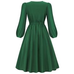 Green Bowknot Neckline A-line Elegant Midi Dress Comfy Summer Dresses, Elegant Midi Dress, Elegant Midi Dresses, Midi Dresses, Women Dresses, Dresses Midi, A Line, Midi Dress, Womens Dresses