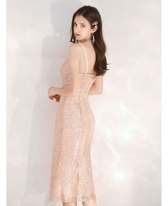 Shop Sexy Sparkly Sequin Tea Length Party Dress With Slit online. All instock with free shipping. Pro since 2009. Tea Length, Lovely Dresses, Backless Dress Formal, Party Dresses, Gorgeous Dresses, Mermaid Formal Dress, I Dress, Beautiful Dresses, Wedding Gowns