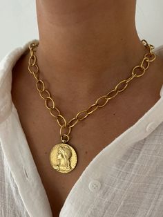 Antiqued gold coin necklace, 17in Coin Pearl Necklace, Lavender Brown, Mignonne Gavigan, Gold Coin Necklace, Tony Bianco, Coin Pearls, Gold Coin, Coin Necklace, Cynthia Rowley