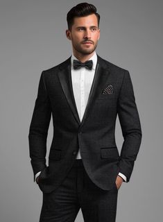 Be the best-dressed in order to be a gentleman that demands perfection. Crafted from wool blend, our Napoleon Black Stone Wool Tuxedo Jacket is an elegant piece with a smooth and rich effect that exudes style and utmost comfort. An essential jacket for your wardrobe which will make your ensemble exceptional. 
 
Featuring satin lapel, matching satin covered buttons and gentle texture at its surface, our tuxedo is a subtle fashion-forward take on a traditional tailoring. 
 
Look Includes   Napolea Elegant Outerwear With Suit Collar For Semi-formal Occasions, Semi-formal Notch Lapel Tweed Jacket, Luxury Fitted Single-breasted Tweed Jacket, Luxury Long Sleeve Tuxedo With Concealed Placket, Formal Single-breasted Sport Coat With Lapel Collar, Elegant Fitted Outerwear For Black-tie Events, Wool Tuxedo Blazer With Welt Pockets, Classic Tailored Three-piece Suit With Long Sleeves, Wool Tuxedo Style Single-breasted Blazer