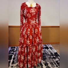 This Item Is Soft And Comfortable Dresses Buy And Enjoy Thank You Red Floral Print Georgette Dress, Red Georgette Maxi Dress, Elegant Red Floral Print Chiffon Dress, Elegant Red Georgette Maxi Dress, Fitted Red Chiffon Maxi Dress, Red Fitted Maxi Chiffon Dress, Red Fitted Chiffon Maxi Dress, Red Long Sleeve Flowy Chiffon Dress, Red Flowy Long Sleeve Chiffon Dress