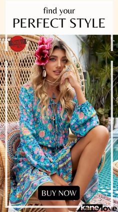 Bohemian Tie Neck Balloon Sleeve Dress Balloon Sleeve Dress, Chic Bohemian, Color Pick, Floral Style, Bohemian Chic, Tie Neck, Elevate Your Style, Sleeve Dress, Neck Tie