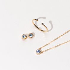 December light sapphire Birthstone Collection including a dainty gold December Birthstone Necklace Minimal Rings, Initial Earrings Studs, Minimal Ring, Everyday Ring, Special Ring, Ring Stack, Party Rings, Everyday Rings, Initial Ring