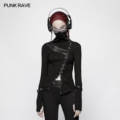 Punk Women Turtleneck Metal Long Sleeve T-shirt– Punkravestore Black Emo Tops For Club, Emo Style Winter Top For Concert, Emo Style Top For Winter Concert, Black Punk Style Tops For Cosplay, Emo Style Tops For Concerts In Winter, Black Punk Tops For Cosplay, Fitted Emo Tops For Fall, Black Punk Style Tops For Club, Black Emo Cosplay Tops