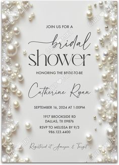 the bridal shower is shown with pearls