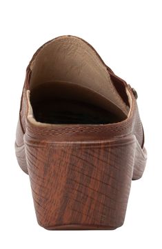 A lightweight heel and platform perfects the all-day ease of a feminine clog designed with an arch-supporting, cushioned insole that offers lasting comfort. Style Name:Alegria Serenti Clog (Women). Style Number: 6197529. Platform Clogs, Womens Clogs, Comfort Style, Women Style, Wood Grain, Clogs, Arch, Leather Upper, Water Resistant