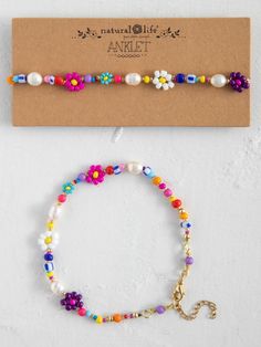 Boho Beaded Daisy & Pearl Bracelet – Natural Life Colorful Anklets, Summer Beaded Jewelry, Trendy Beaded Jewelry, Beaded Jewelry Summer, Summer Beaded Bracelets, Boho Beaded Bracelets, Bead Anklets, Spring Bracelets, Colorful Beaded Bracelets