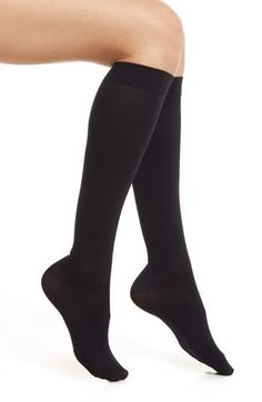 Whether you're at the office or grabbing dinner with friends, a soft and stretchy blend with compression means all-day comfort in knee-high trouser socks. Nylon/spandex Hand wash, line dry Imported Black Comfort Stretch Full Length Hosiery, Supportive Compression Knee-high Socks, Supportive Stretch Socks With Arch Support, Comfortable Stretch Knee-high Hosiery, Black Stretch Breathable Knee-high Socks, Black Stretch Socks With Arch Support, Comfortable Stretch Black Knee-high Socks, Compression Socks Outfit, Black Knee Socks