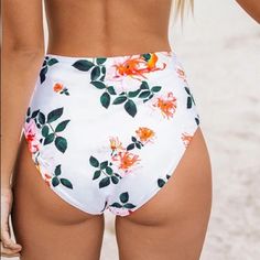 Bottoms Nwt: White High Waisted Bikini Bottoms With A Cheeky Cut. Orange/Green Floral Print. Never Worn. Top: Sage Green Bikini Top With Cross Back. Guc. Summer, Spring Break, Beach, Cabin, Lake, Swim! Fitted Bottoms For Summer Beach Party, Fitted Bottoms For Beach Party, White Stretch Swimwear For Summer, Fitted Bottoms For Beach Party Vacation, Stretch Floral Print Bottoms For Beach Party, Fitted Floral Print Bottoms For Vacation, High Waist Bottoms With Floral Print For Beach Party, White High Waisted Floral Bottoms, High Waist Floral Print Bottoms For Beach Party