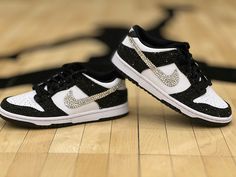 Authentic Nike Dunk blinged to order.  Encrusted with crystals.  Perfect for dressy events or everyday wear.  Message us with size and color preference!  Swoosh can be any color! Rhinestone Nike Dunks, Badazzel Shoes, Sequins And Sneakers Party, Graduation Hair, Sneaker Ball, Concert Fit, Graduation Hairstyles, Sequin Outfit, Concert Fits