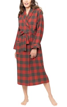 PRICES MAY VARY. Lightweight Warm Style - The perfect fall and winter women's flannel robe featuring 100 percent brushed cotton that offers supreme warmth without the bulk; Made with premium-quality cotton flannel that has been yarn-dyed to ensure that it maintains its vibrancy wear after wear, wash after wash Classic Features - Traditional plaid design that's excellent for the holidays or year-round wear; Features a straight hem and wrap belt so you can wear it open or closed Find the Perfect S Plaid Long Sleeve Sleepwear For Fall, Long Sleeve Fall Robe For Home, Fall Long Sleeve Home Robe, Long Sleeve Fall Home Robe, Cozy Sleep Robe For Fall, Cozy Fall Sleep Robe, Cotton Long Sleeve Overnight Robe, Cotton Long Sleeve Robe For Winter, Winter Cotton Sleep Robe