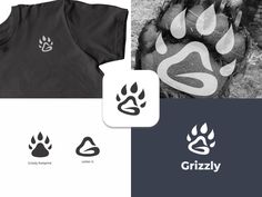 an animal paw with the word grizzly on it's front and back side