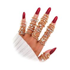 PRICES MAY VARY. 💞RINGS FOR TEEN GIRLS: Gold stackable rings for Teen Girls, Moon and star ring contains various fashion elements such as pearls, flowers, leaves rings, stars, moon rings, hearts and twists, great costume accessories, match with suitable apparel for different occasion 💞MOON RING FOR WOMEN: Women's stacking rings use high-quality alloy with environment-friendly gold plated, boho vintage style, safe and comfortable to wear, most stylish and trendy vintage rings jewelry. 💞TEEN GI Valentine's Day Yellow Gold Stackable Rings, Celestial Yellow Gold Stackable Rings, Yellow Gold Stackable Celestial Rings, Heart-shaped Stackable Midi Rings For Valentine's Day, Valentine's Day Stackable Rings With Heart Charm, Vintage Jewellery Rings, Moon And Star Ring, Vintage Boho Fashion, Gold Rings Stackable