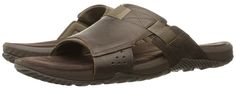 Merrell Terrant Slide Men's Sandals Casual Leather Slides For Outdoor, Leather Slides With Cushioned Footbed For Outdoor, Adjustable Cushioned Slides For Outdoor Activities, Casual Leather Slides For Outdoor Activities, Synthetic Sandals With Leather Footbed For Outdoor, Outdoor Sandals With Leather Footbed And Synthetic Material, Comfortable Brown Sandals For Outdoor Activities, Outdoor Slides With Leather Footbed, Outdoor Synthetic Slides With Arch Support