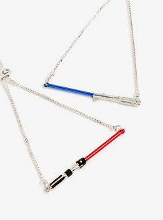 two necklaces that have different colors on them