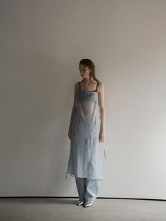 Sheer Panel Dress, Sheer Dress Over Pants, Sheer Layers Fashion, Sheer Dress Layer Outfit, Layered Slip Dress Outfit, Slip Dress Outfit Night, Ruffle Dress Outfit, Slip Dress Layering, Layered Slip Dress