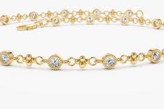 "14k Gold Diamond Bracelet / Art Deco Bezel Setting Diamond with Milgrain / Push Present / Birthday Gift for Her by Ferko's Fine Jewelry Features ✔Made to Order ✔Gold Kt: 14K (also available in 18K) ✔Available Gold Color: Rose Gold, Yellow Gold, White Gold ✔Round Diamond: 14 pcs 2.0MM ✔Total CTW: 0.45 ✔ Diamond Color-Clarity: G Color SI Clarity ✔Ready to Ship in 7-10 Business Days If you have any additional questions about this ring, just hit the \"Ask a Question\" button (just to the right of t Exquisite Yellow Gold Diamond Bracelet, Hand-set Yellow Gold Diamond Bracelet For Anniversary, Luxury Diamond Bracelet With Bezel Setting As Gift, Elegant Gold Bracelet With Bezel Setting For Anniversary, Yellow Gold Diamond Bracelet Hand Set For Anniversary, Formal Gold Bracelet With Bezel Setting, Exquisite Diamond Cut Bracelets As A Gift, Formal Fine Jewelry Gold Bracelet With Bezel Setting, Anniversary Diamond Bracelet In Yellow Gold