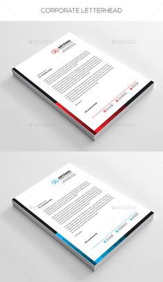 three different letterheads with the same color and font