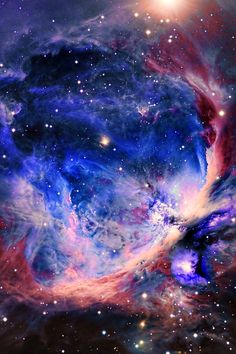 an image of a very colorful space with stars and planets in the sky, as well as