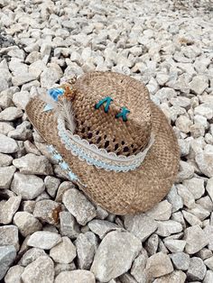 This is a beach hat that is perfect for the rodeo, beach, or anywhere you want to be stylish and protected from the sun. It is a tan woven hat that comes with shades of tan yellow and blue ribbon. The ribbon are scalloped lemon ribbon a think blue gingham ribbon and a chunky blue gingham ribbon for the bow. There is a yellow flower stem and pampas grass added to it for extras. There are 4 holes burned into the hat to string a blue leather rope through it. Can also be made in adult size for mommy Blue Summer Sun Hat For Festival, Vacation Bucket Hat One Size Fits Most, Blue Summer Straw Hat For Festivals, Blue Flat Brim Sun Hat For Beach, Country Style Straw Hat For Kentucky Derby Vacation, Country Style Straw Hat For Kentucky Derby, Blue Summer Festival Hat, Blue Summer Panama Hat For Beach, Straw Sun Hat For Kentucky Derby And Rodeo