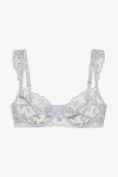 Baby's Breath Underwire Bra — Blue | For Love & Lemons Lacey Bra, Blue Lace Bra, Floral Lingerie, Pretty Bras, Matching Baby, Cute Bras, Unlined Bra, Lace Trims, Baby's Breath