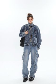 Size(cm) Length Shoulder Bust Sleeve M 58 49 106 62 L 59 50 110 63 XL 60 51 114 64 Size: M L XL Color classification: blue Year Season: Spring 2023 Sleeve length: long sleeve shirt length: Medium Material composition: other materials Long Sleeve Denim Jacket With Cargo Pockets, Blue Washed Utility Jacket, Winter Medium Wash Utility Jacket With Long Sleeves, Washed Blue Long Sleeve Outerwear With Flap Pockets, Washed Blue Utility Outerwear For Winter, Winter Streetwear Jeans With Multiple Pockets, Winter Utility Outerwear In Washed Blue, Winter Utility Denim Jacket With Multiple Pockets, Denim Long Sleeve Outerwear With Cargo Pockets