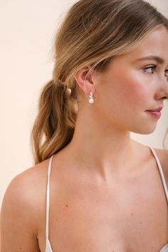 ERYN // Dainty silver bridal pearl stud earrings - An elegant pair of cubic zirconia and pearl wedding earrings. Inspired by our best selling Eryn drop earrings, we've created the perfect studs! Dainty leaf design in cubic zirconia stones which are so incredibly sparkly! High quality 14k gold or silver plated with a brass base. Faux pearl. 2cms in length. Your jewellery comes in a beautiful suedette pouch for safe keeping. Please note, that for hygiene reasons earrings cannot be returned. Wedding Earrings Pearl, Pearl Wedding Earrings, Wedding Studs, Pearl Earrings Wedding, Stud Earrings Gold, Earrings Pearl, Earrings Wedding, Pearl Wedding, Bridal Pearls