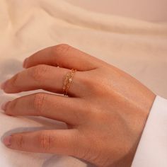 Gold Plated Chain Link Ring, Adjustable Chain Gold Plated Open Ring, Adjustable Gold Plated Open Chain Ring, Gold Link Chain Ring In Minimalist Style, Gold Plated Chain Rings As Gift, Gold Stackable Rings With Adjustable Chain, Adjustable Chain Rose Gold Ring, Tarnish Resistant Gold Chain Ring, Minimalist Gold Plated Chain Ring