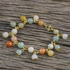 18K Gold Plated Jade Quartz Link Bracelet with Hook Clasp - Sweet Jade | NOVICA Bracelet Business, Jewelry Making Instructions, Hand Crafts, Beads Bracelet Design, Strung Beads, Beaded Pendant Necklace, Quartz Beads, Hook Clasp, Wire Bracelet