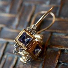 Morgan Le Fay Tanzanite & Diamond Earrings Tanzanite Diamond Earrings, Morgan Le Fay, Arthurian Legend, Replica Jewelry, Lapis Earrings, Tanzanite Diamond, Cubic Zirconia Earrings, Zirconia Earrings, Fashion Jewelry Earrings