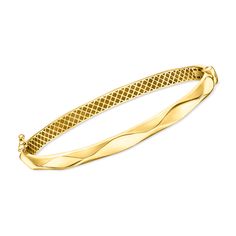 Ross-Simons - 18kt Gold Vermeil Geometric Bangle Bracelet. 8". RS Pure. Modern designs that complete your outfit and complement your personality. Handcrafted in 18kt gold vermeil, this geometric bangle bracelet adds a fresh vibe to all of your favorite stacks. Our vermeil jewelry is the highest quality available and is crafted with a thick layer of real 18kt gold over sterling silver, perfect for daily wear and long-lasting shine. Hinged with a figure 8 safety. Slip-on, 18kt gold vermeil geometr Geometric Bangle, Vintage Fans, Fine Jewelery, Figure 8, Vermeil Jewelry, Fine Jewelry Bracelets, Bangle Bracelet, Gold Vermeil, Bangle Bracelets