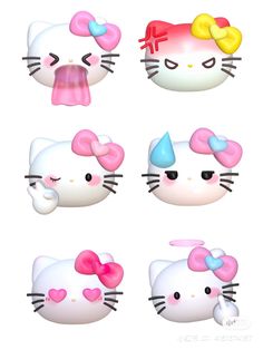 hello kitty wallpapers with different colors and designs on them, including one for the head