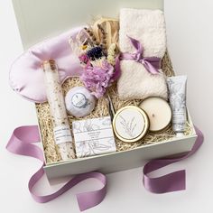 Spa at Home Gift box, Relaxation Wellness Gifts for Her Soaking Salts, Secondary Packaging, Cloud Socks, Bath Salt Gift Set, Bath Salts Gift, Self Care Sunday, Gifts For Mothers, Lavender Eucalyptus, Lavender Silk