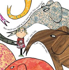 an image of children's book illustration with elephants and giraffes