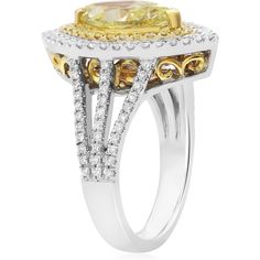 Luxuriate in the exquisite beauty of our Marquise Cut Yellow Diamond Ring, a true testament to love's radiance. This masterpiece, set in the finest 18K gold, showcases a captivating marquise cut yellow diamond as its centerpiece, a symbol of the unique and vibrant love you share.Surrounding this dazzling gem, a double halo of white and yellow diamonds casts a mesmerizing play of light, accentuating the brilliance of your devotion. With every glance, this ring whispers your affection, making it the perfect embodiment of your enduring commitment.Crafted with meticulous attention to detail, this ring boasts dimensions that captivate the eye—its length measuring 20.07mm and width 10.17mm. The shank, thoughtfully designed for both comfort and style, has a thickness of 4.19mm.Incorporating the e Marquise Diamond Settings, Unique Beauty Products, Yellow Diamond Ring, Yellow Diamonds, Yellow Diamond Rings, Yellow Jewelry, Diamond Birthstone, Double Halo, Marquise Cut Diamond