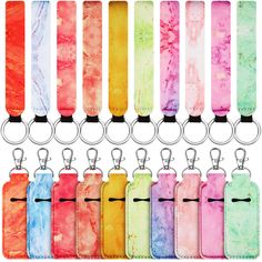 PRICES MAY VARY. 10 Colors: package comes with 20 pieces products, including 10 pieces lipstick holder keychain and 10 pieces keychain lanyard wristlets, both are in beautiful marble patterns, a variety of colors for you to match, and it is nice for you to decorate and convenient to hang on your bags Reliable and durable: these lipstick holder keychains are made of quality neoprene fabric, evenly stitched and durable enough, not fade easily, light in weight and practical, soft and comfortable to Keychain Lanyard, Keychain Clip, Chain Lanyard, Neoprene Fabric, Lipstick Holder, Women Travel, Wristlet Keychain, Sweet Gifts, You Are Awesome