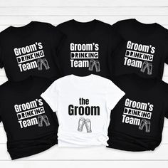 the groom's drinking team t - shirts are available in multiple colors and sizes